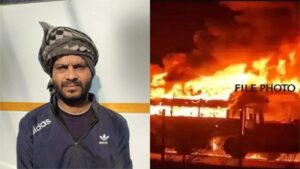 कंजूसी से नाराज खलासी ने बस में लगाई आग